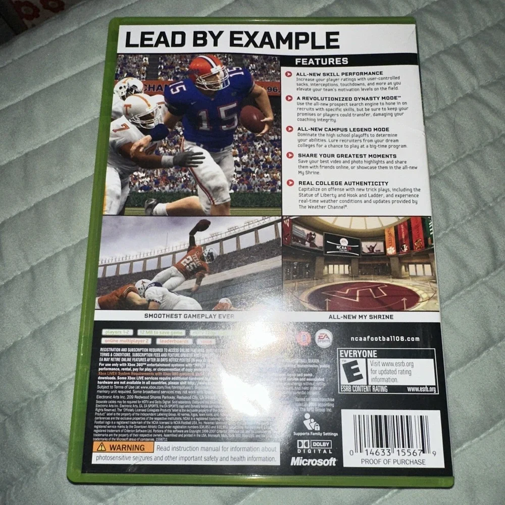 NCAA Football 08 Complete w/ Manual Xbox‎ 360, 2007 CIB Tested